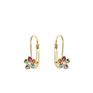 Crystal & 18k Gold-Plated Flower Huggie Earrings‎